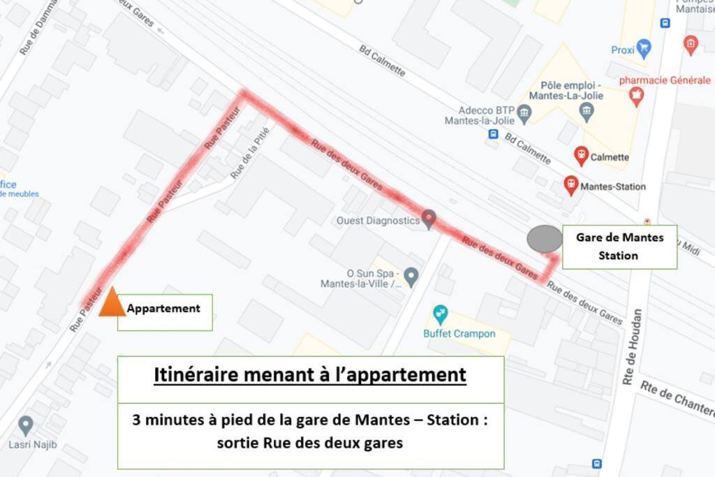 Appartement F2 De Haut Standing En Hypercentre Avec Jardin Prive A 270 M De La Gare De Mantes ! Bagian luar foto